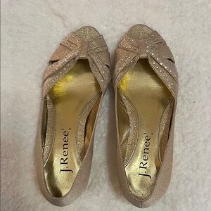 J.Renee Sparkling Gold Peep Toe Heels